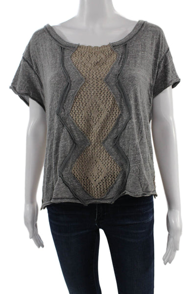 We The Free Women Cropped Jersey Argyle Boho Sleeveless Top Gray Size M