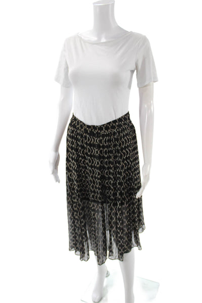 Club Monaco Women A-Line Long Black Geometric Polyester Skirt Size 2