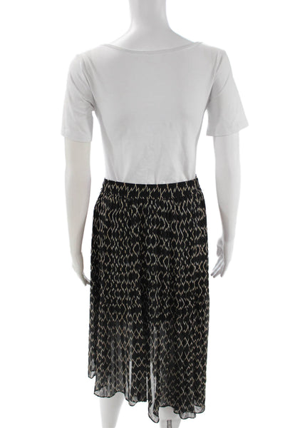 Club Monaco Women A-Line Long Black Geometric Polyester Skirt Size 2