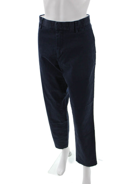Banana Republic Mens Cropped Chino Pants Dark Blue Cotton Blend Size L