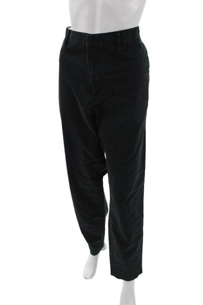 Banana Republic Mens Chino Pants Black Button Front 90% Cotton Size L