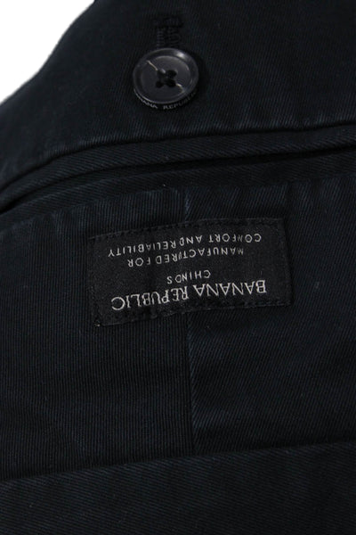 Banana Republic Mens Chino Pants Black Button Front 90% Cotton Size L