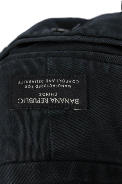 Banana Republic Mens Chino Pants Black Button Size L