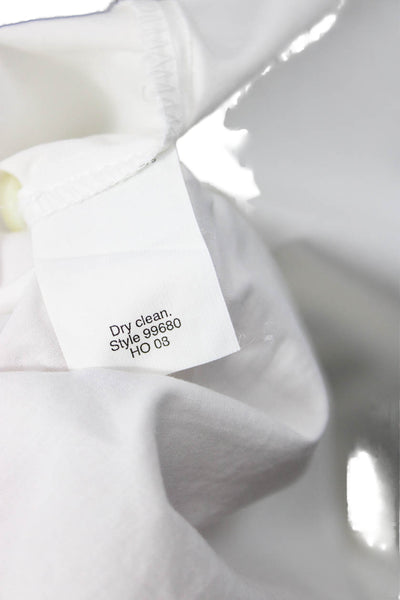 J Crew Women High Neck White Cotton Button-Up Long Sleeve Top Size M