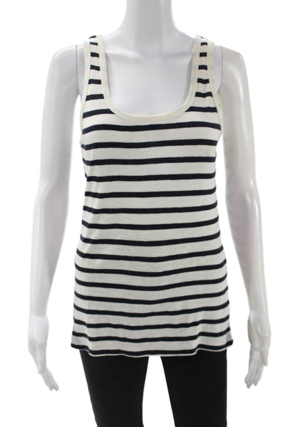 French Connection Womens Black Striped Sleeveless Square Neck Tank Size M
