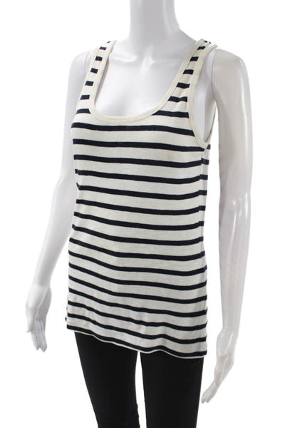 French Connection Womens Black Striped Sleeveless Square Neck Tank Size M