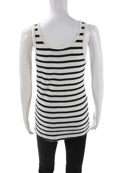 French Connection Womens Black Striped Sleeveless Square Neck Tank Size M