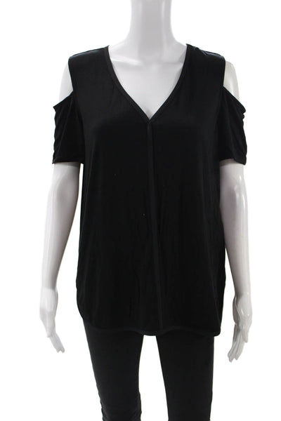 Karl Lagerfeld Womens Black Basic T-Shirt V-Neck Short Sleeve Size M