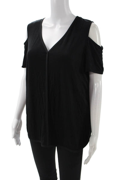 Karl Lagerfeld Womens Black Basic T-Shirt V-Neck Short Sleeve Size M