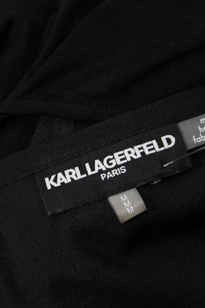 Karl Lagerfeld Womens Black Basic T-Shirt V-Neck Short Sleeve Size M