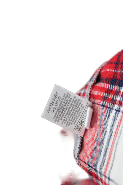 Eberjey Women Plaid Collared Long Sleeve Button-Up Red Cotton Petite Size XS