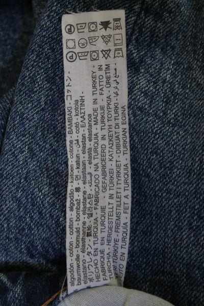 Zara Womens Boyfriend Cropped Dark Blue High Rise Jeans Size 4