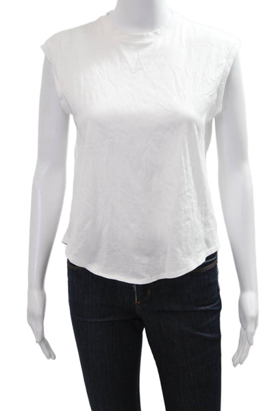 Theory Womens Basic Sleeveless Tank White Pima Cotton Crew Neck Size PP