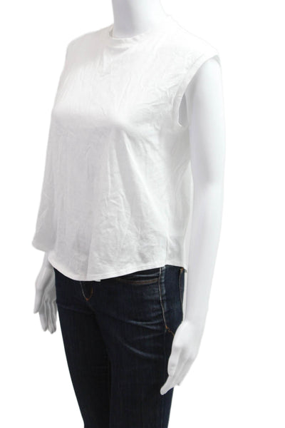 Theory Womens Basic Sleeveless Tank White Pima Cotton Crew Neck Size PP