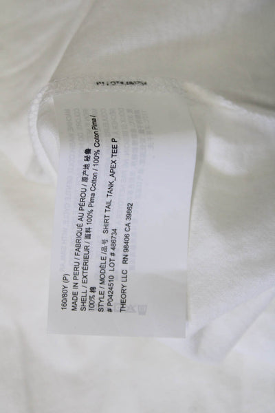 Theory Womens Basic Sleeveless Tank White Pima Cotton Crew Neck Size PP