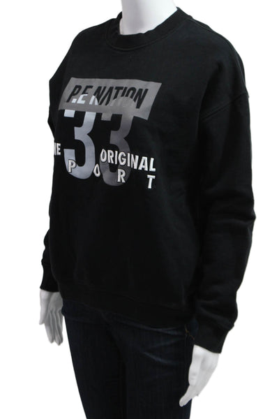 PE Nation Womens Graphic Pullover Sweatshirt Black Organic Cotton Size XS