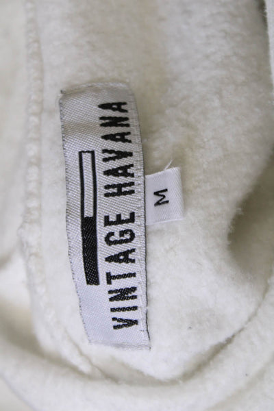 Vintage Havana Women Pullover Hoodie White Long Sleeve Size M