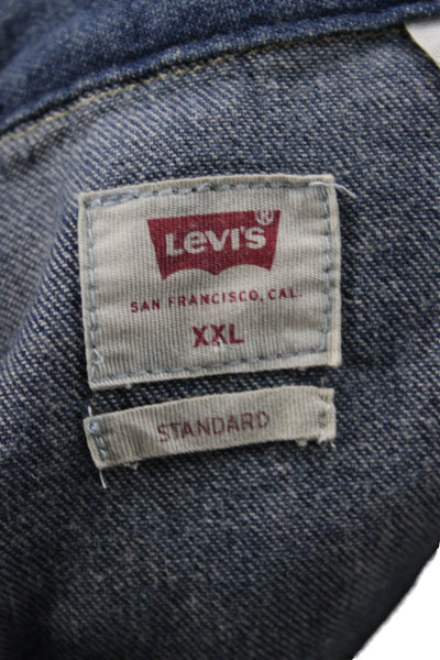 Levis Mens Dark Blue 100% Cotton Point Collar Button Up Long Sleeve Size 1X