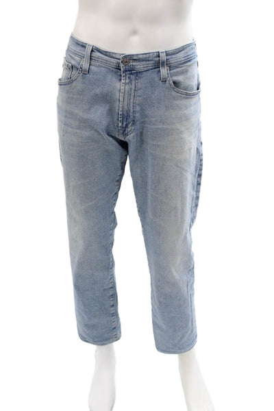 AG Adriano Goldschmied Mens Cropped Straight Light Blue Jeans Size 34
