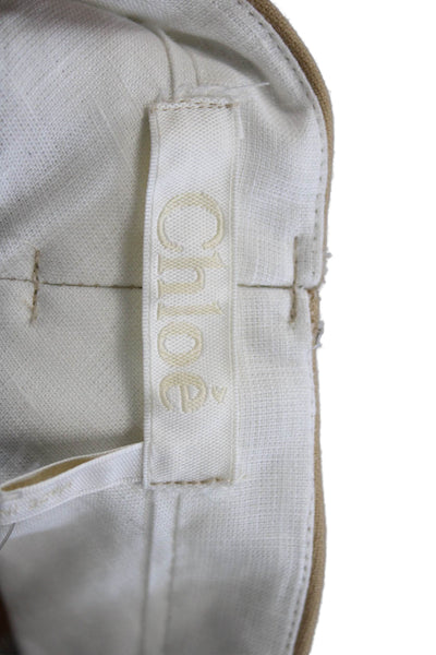 Chloe Womens Dress Pants Khakis Beige Virgin Wool Hook & Eye Size 34