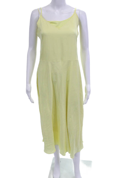 Vince Womens Yellow Slip Dress Maxi V-Neck Sleeveless Polyester Size XS