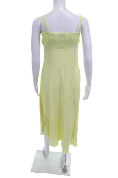 Vince Womens Yellow Slip Dress Maxi V-Neck Sleeveless Polyester Size XS