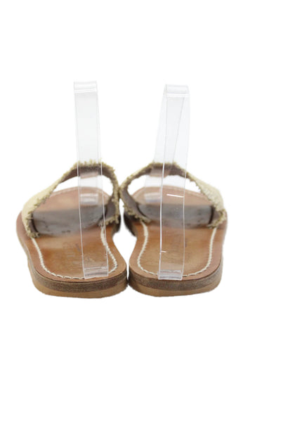 Kjaques St. Tropez Womens Capri Raffia Slide Sandals Solid Beige Size 6
