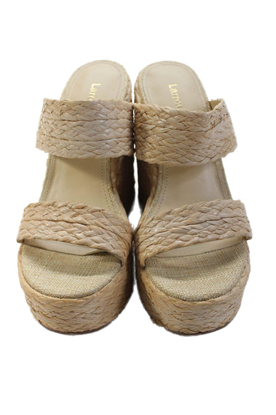 Kjaques St. Tropez Womens Capri Raffia Slide Sandals Solid Beige Size 6