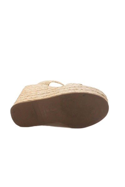 Kjaques St. Tropez Womens Capri Raffia Slide Sandals Solid Beige Size 6