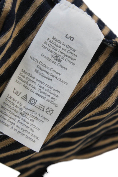 J Crew Women Basic Striped Cotton Turtleneck Long Sleeve Top Size L
