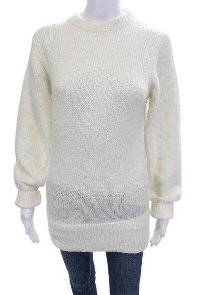 Aligne Unisex Pullover Sweater White Crewneck Cashmere Blend Long Sleeve Size 0