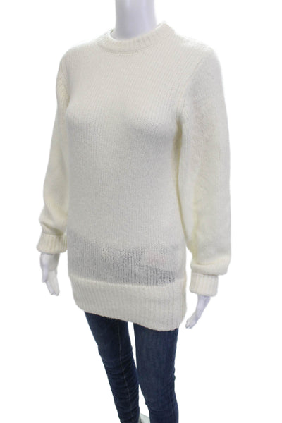 Aligne Unisex Pullover Sweater White Crewneck Cashmere Blend Long Sleeve Size 0
