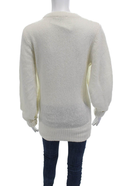 Aligne Unisex Pullover Sweater White Crewneck Cashmere Blend Long Sleeve Size 0
