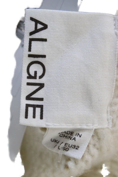 Aligne Unisex Pullover Sweater White Crewneck Cashmere Blend Long Sleeve Size 0