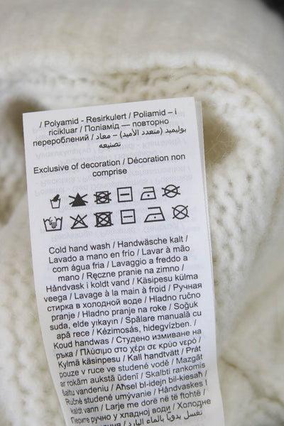 Aligne Unisex Pullover Sweater White Crewneck Cashmere Blend Long Sleeve Size 0
