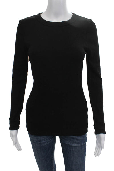 Michael Stars Women Basic Long Sleeve Crew Neck Black T-Shirt Size S