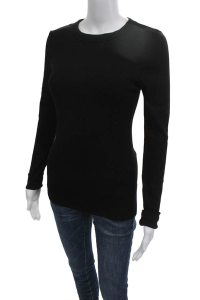 Michael Stars Women Basic Long Sleeve Crew Neck Black T-Shirt Size S