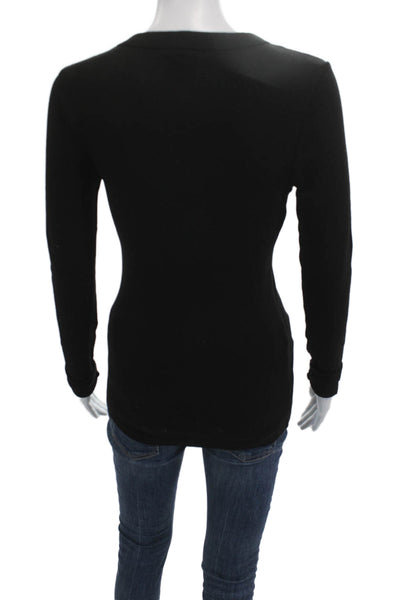 Michael Stars Women Basic Long Sleeve Crew Neck Black T-Shirt Size S