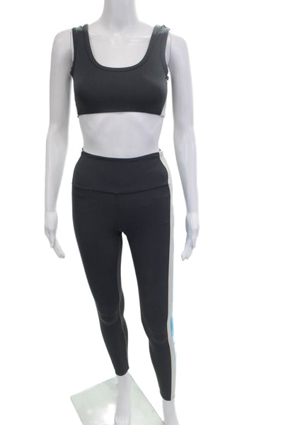 AYDA Women Ankle Leggings Black Striped 80% Nylon 20% Spandex Size XS