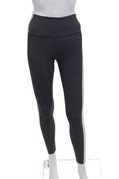 AYDA Women Ankle Leggings Black Striped 80% Nylon 20% Spandex Size XS