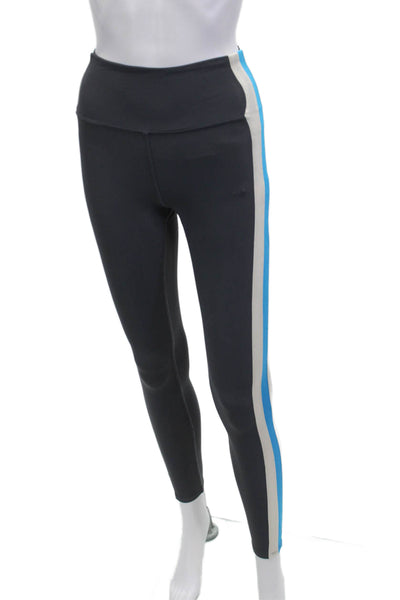 AYDA Women Ankle Leggings Black Striped 80% Nylon 20% Spandex Size XS