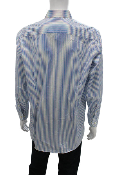 Eton Mens Spread Collar Dress Shirt Blue Striped Cotton Size 43