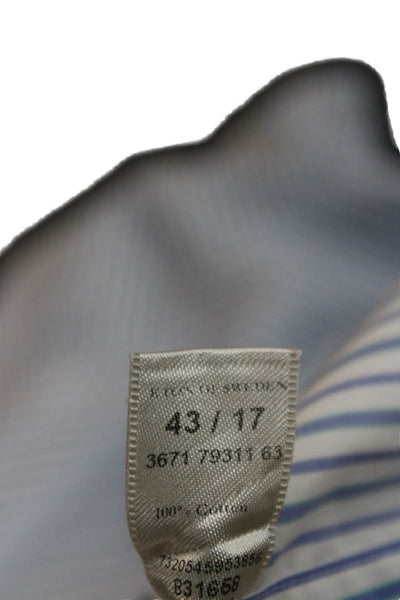 Eton Mens Spread Collar Dress Shirt Blue Striped Cotton Size 43