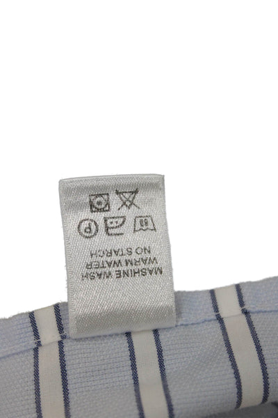 Eton Mens Light Blue Striped Cotton Point Collar Dress Shirt Longsleeve Size 43