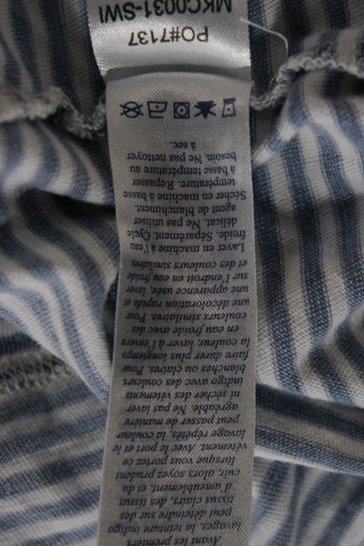 Faherty Mens Button-Down Short Sleeve Striped Light Blue Cotton Shirt Size L