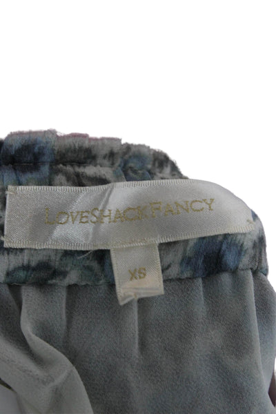 Love Shack Fancy Women Peasant Mini Skirt Blue Floral Viscose Size XS