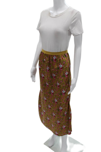 Love Shack Fancy Women Peasant Midi Skirt Yellow Floral Polyester Size XS