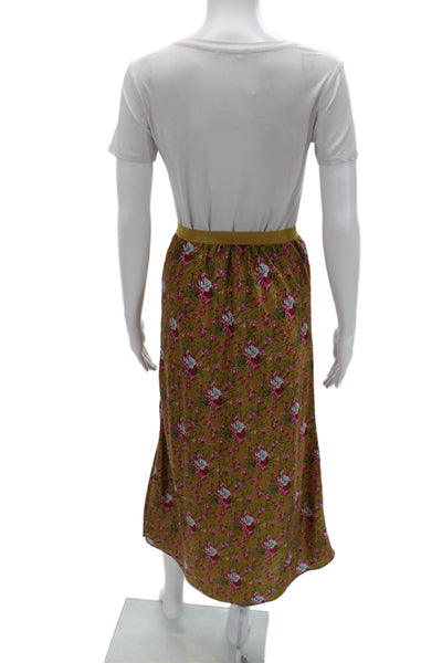 Love Shack Fancy Women Peasant Midi Skirt Yellow Floral Polyester Size XS