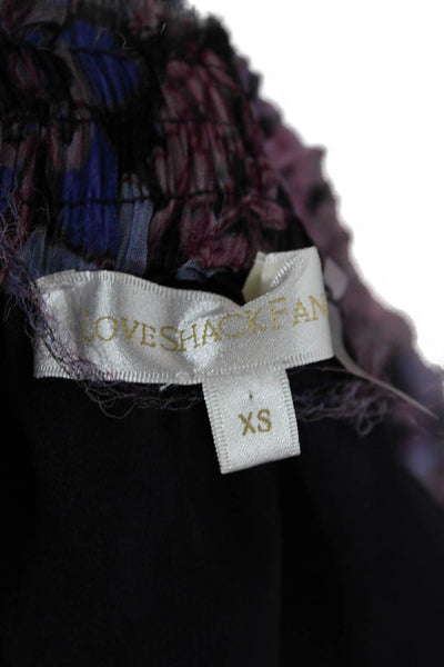 Love Shack Fancy Womens Mini Peasant Floral Viscose Skirt Black Short Size XS
