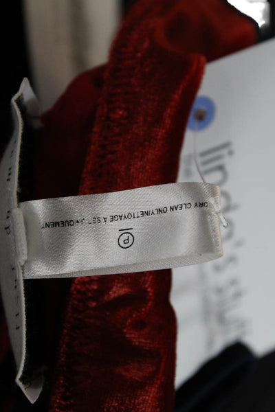 Fleur du Mal Womens basic Red V Neck Sleeveless Blouse polyester rayon Size S